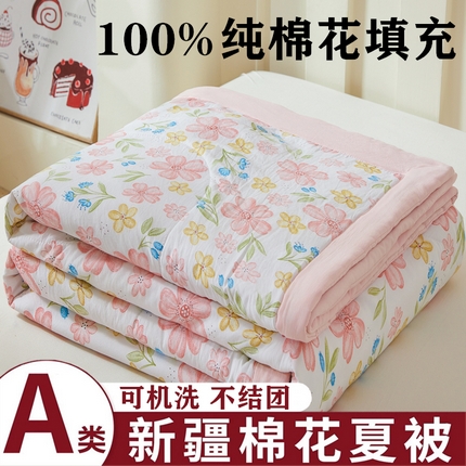 2025新款小花款新疆棉花夏被【棉花含量100%】夏季空调被薄被子可机洗夏凉被 花香四季