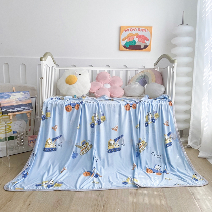 91家纺网 家纺一手货源 找家纺 2026新款儿童针织多功能盖毯 挖掘机