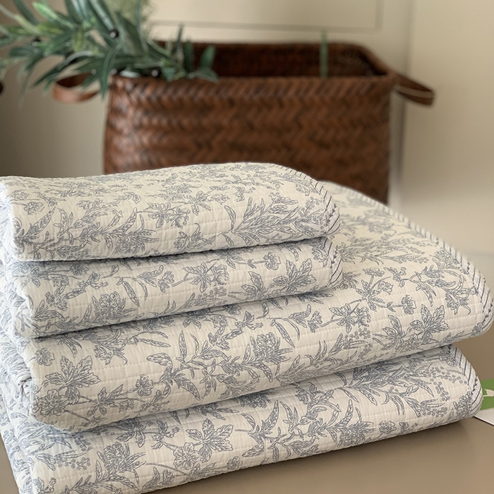 91家纺网 家纺一手货源 找家纺 汇庭 2025新款全棉床盖三件套-实拍 美蓝