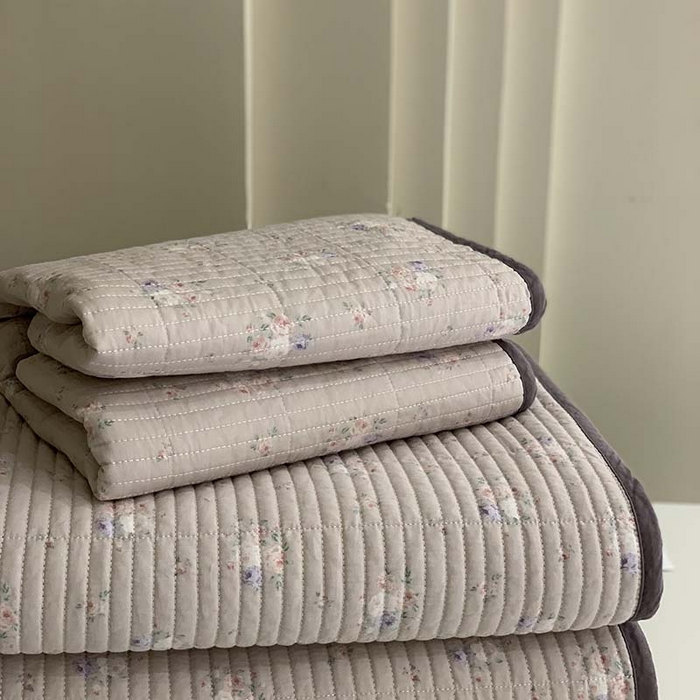 91家纺网 家纺一手货源 找家纺 汇庭 2025新款全棉床盖三件套-实拍 紫落日