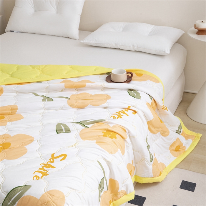 91家纺网 家纺一手货源 找家纺 席万佳 2025新款直播热款印花夏凉被空调被被子被芯水洗棉夏被 梵花