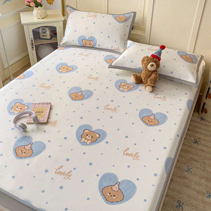 91家纺网 家纺一手货源 找家纺 （总）富馨莱 2025新款床笠款冰藤印花凉席A类抗菌冰丝席支持定制尺寸