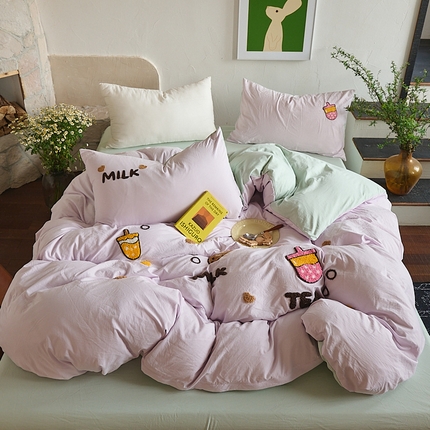 91家纺网 家纺一手货源 找家纺 （总）鑫喜莱家纺 2025新款水洗棉毛巾绣四件套场景二【全系图有买家秀文件】