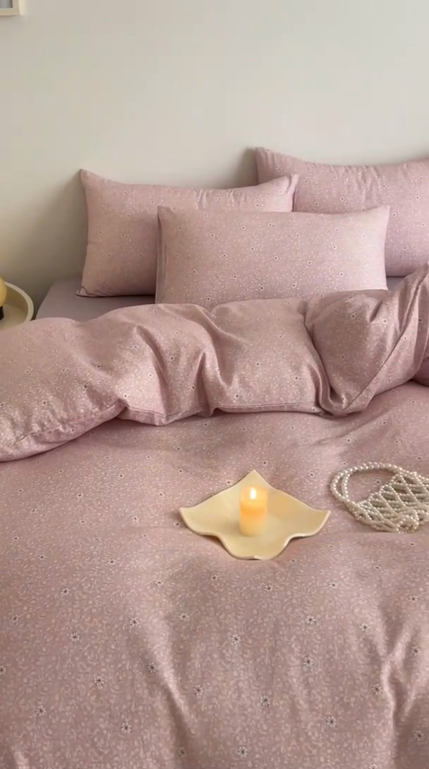 91家纺网 家纺一手货源 找家纺 塞纳 2026新款.全棉有氧双层纱四件套-场景一 流薇纱-红