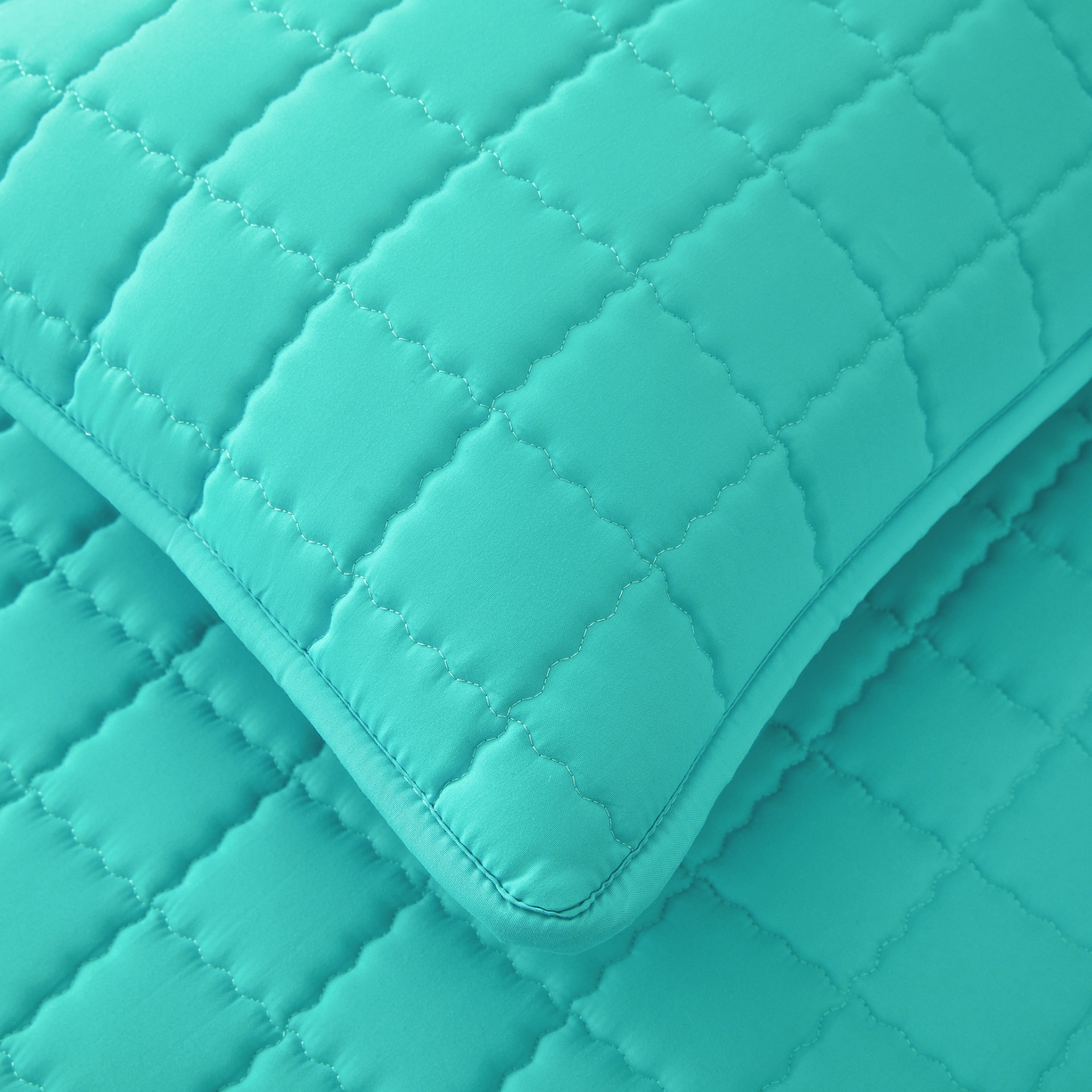 91家纺网 家纺一手货源 找家纺 欧邦 2025新款可拆卸六面全包夹棉床笠 单面夹棉-净水绿