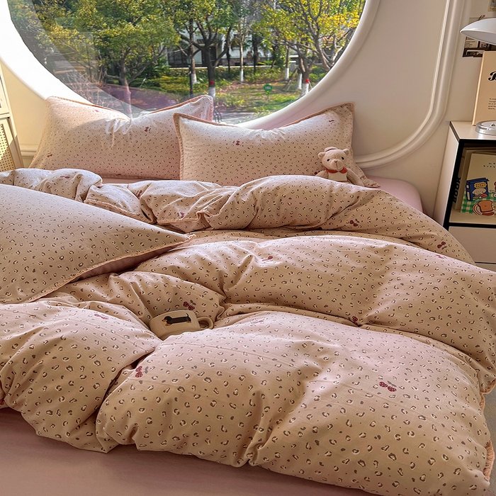 91家纺网 家纺一手货源 找家纺 葡萄家 2025爆款高克重彩色三角针A类针织双层纱四件套 提供买家秀 幸绘咖