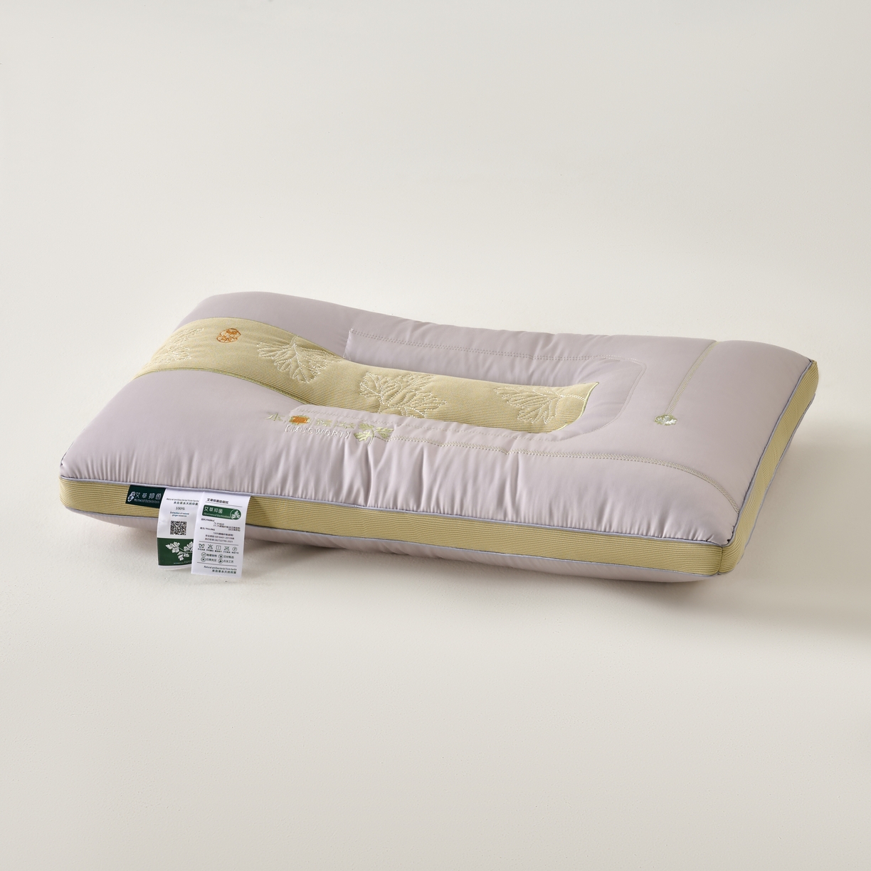 91家纺网 家纺一手货源 找家纺 2025新款艾草助眠护颈枕头枕芯 灰色