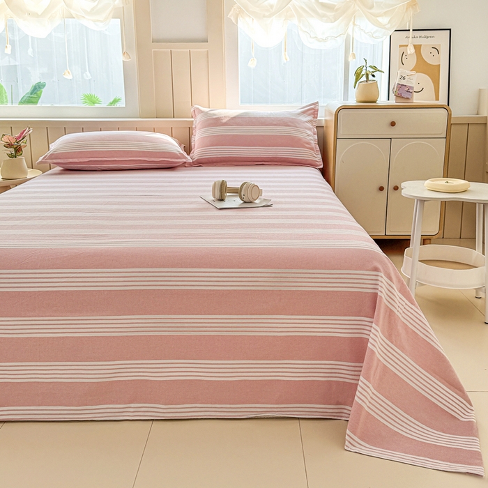 91家纺网 家纺一手货源 找家纺 首爱家纺 2025新款色织老粗布床单老粗布凉席三件套 错落