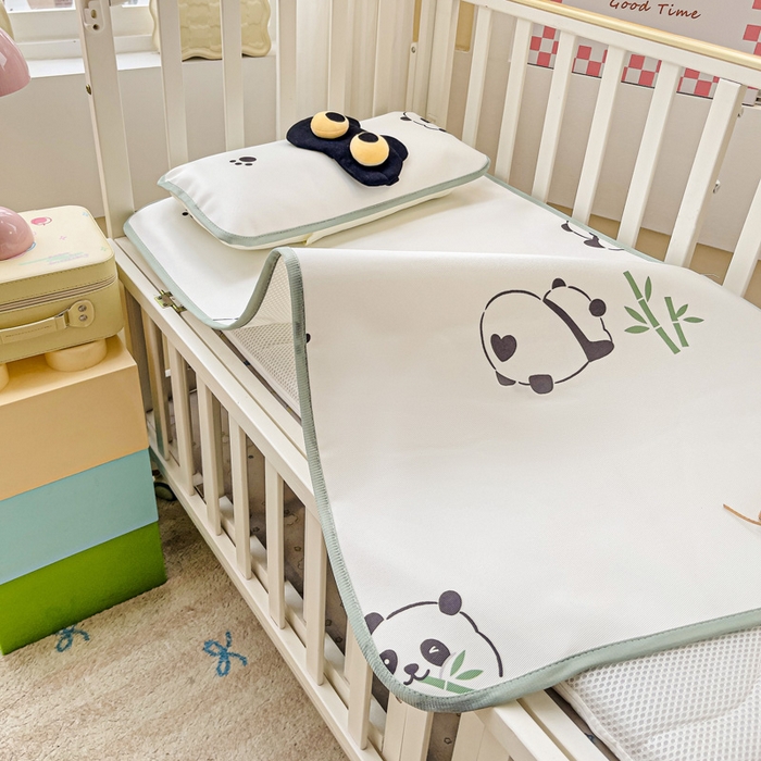 91家纺网 家纺一手货源 找家纺 富馨莱 2025新款幼儿园冰丝席A类抗菌儿童空调席支持定制尺寸 熊猫胖胖