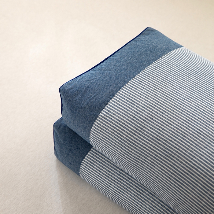 91家纺网 家纺一手货源 找家纺 九州枕芯2025新款水洗棉条纹荞麦枕枕头枕芯 蓝色20x50x8cm/只