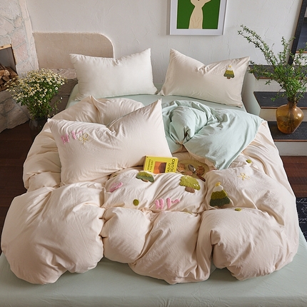 91家纺网 家纺一手货源 找家纺 （总）鑫喜莱家纺 2025新款水洗棉毛巾绣四件套场景二【全系图有买家秀文件】