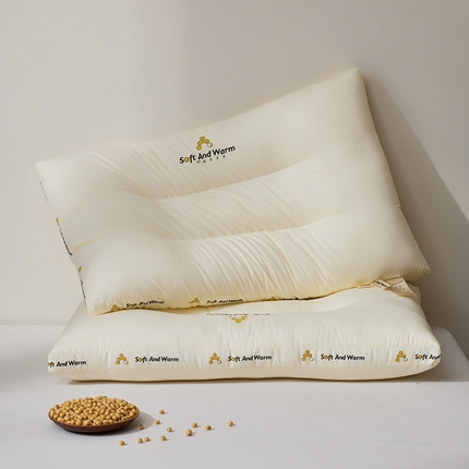 昕科 2025新款全棉A类大豆纤维立体安睡枕头-高中低款-纯棉大豆纤维枕芯 大豆立体安睡-中枕