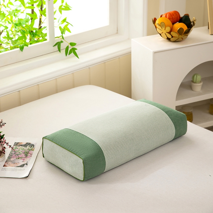 91家纺网 家纺一手货源 找家纺 九州枕芯2025新款水洗棉条纹荞麦枕枕头枕芯 绿色20x50x8cm/只