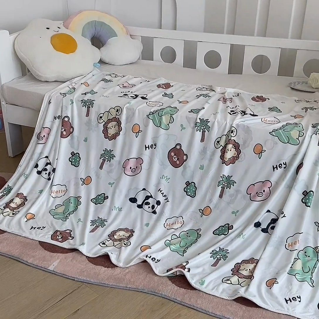 91家纺网 家纺一手货源 找家纺 2026新款儿童针织多功能盖毯 儿童乐园