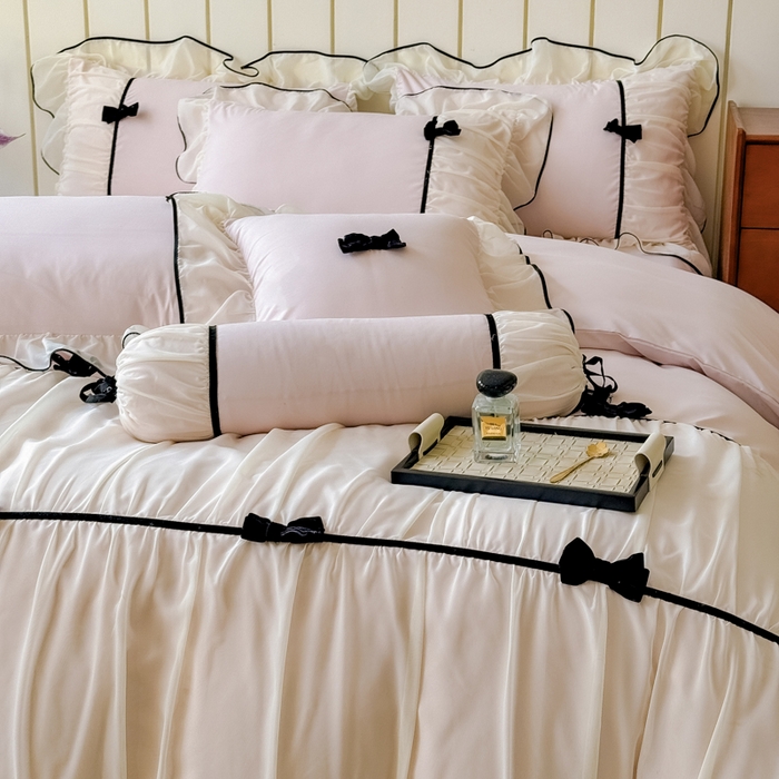 91家纺网 家纺一手货源 找家纺 狂想家（床边故事）2025赛琳法式高定四件套 赛琳茶花粉