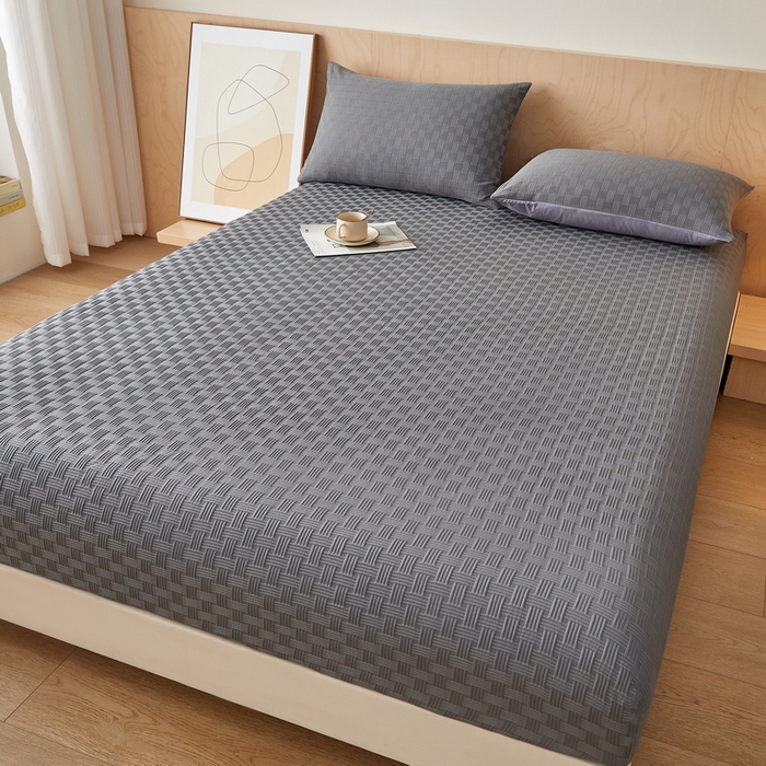 91家纺网 家纺一手货源 找家纺 （总）梦镜2025新款A类亲肤棉华夫格棋盘格防水床笠