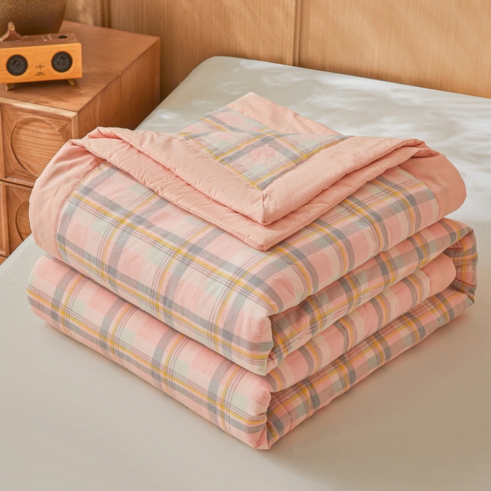 91家纺网 家纺一手货源 找家纺 伊人坊 A类水洗棉新疆棉花夏被 简兮-粉