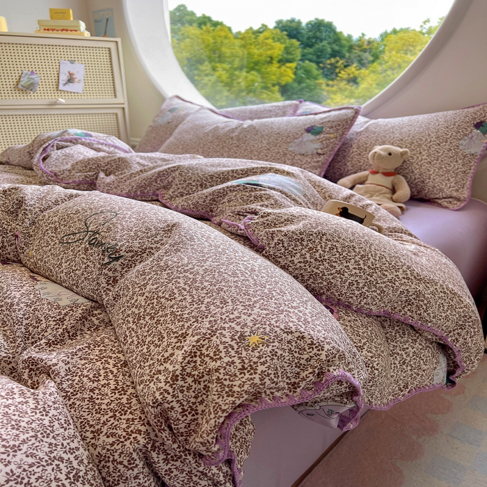 91家纺网 家纺一手货源 找家纺 葡萄家 2025爆款高克重彩色三角针A类针织双层纱四件套 提供买家秀 安娜小姐