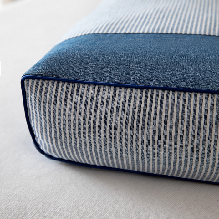 91家纺网 家纺一手货源 找家纺 九州枕芯2025新款水洗棉条纹荞麦枕枕头枕芯 蓝色20x50x8cm/对