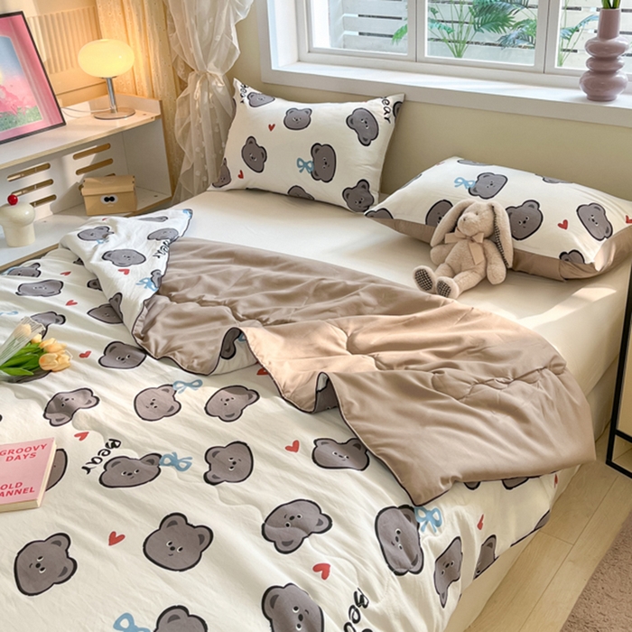 91家纺网 家纺一手货源 找家纺 贝扬思家纺 2025新款水洗皱皱纱系列夏被-系列二 曲奇碎卷卷