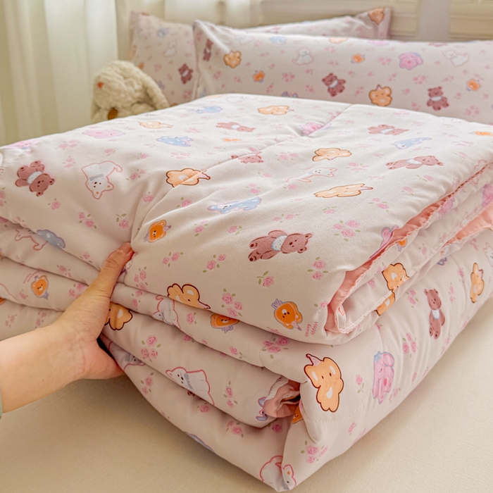 91家纺网 家纺一手货源 找家纺 慕尚家纺 2025新款水洗棉花边工艺羽丝棉卡通系列夏被 小奶狗