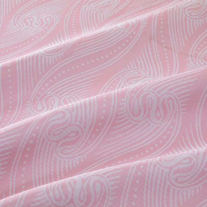 91家纺网 家纺一手货源 找家纺 凌云家纺  2025新款提花凉感冰丝席床笠款三明治凉席三件套 梦旋-粉