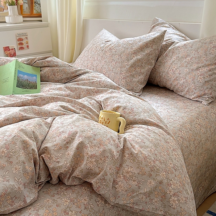 91家纺网 家纺一手货源 找家纺 田野2025新款13372全A全棉四件套 春色