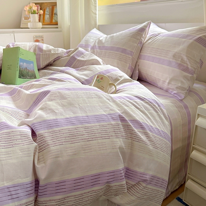 91家纺网 家纺一手货源 找家纺 田野2025新款13372全A全棉四件套 紫椰千层
