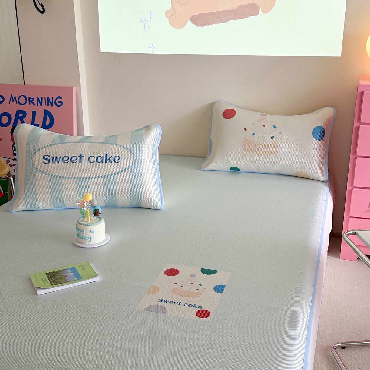 91家纺网 家纺一手货源 找家纺 美乐迪家纺 2025新款数码印花养生冰藤凉席 奶油泡芙