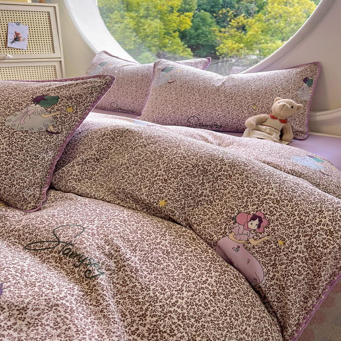 91家纺网 家纺一手货源 找家纺 葡萄家 2025爆款高克重彩色三角针A类针织双层纱四件套 提供买家秀 安娜小姐