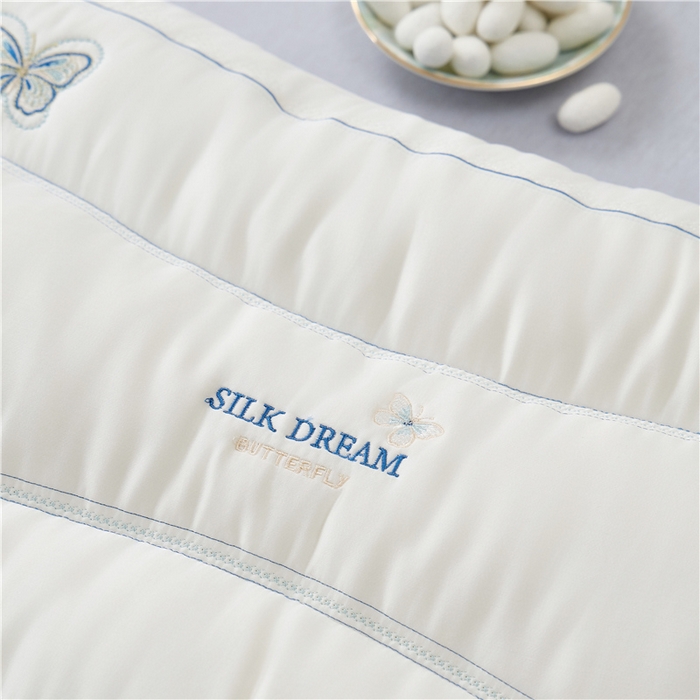 91家纺网 家纺一手货源 找家纺 （总）昕科 2025新款蚕丝蝴蝶立体枕头-莱赛尔天丝桑蚕丝绣花枕芯蝴蝶刺绣枕