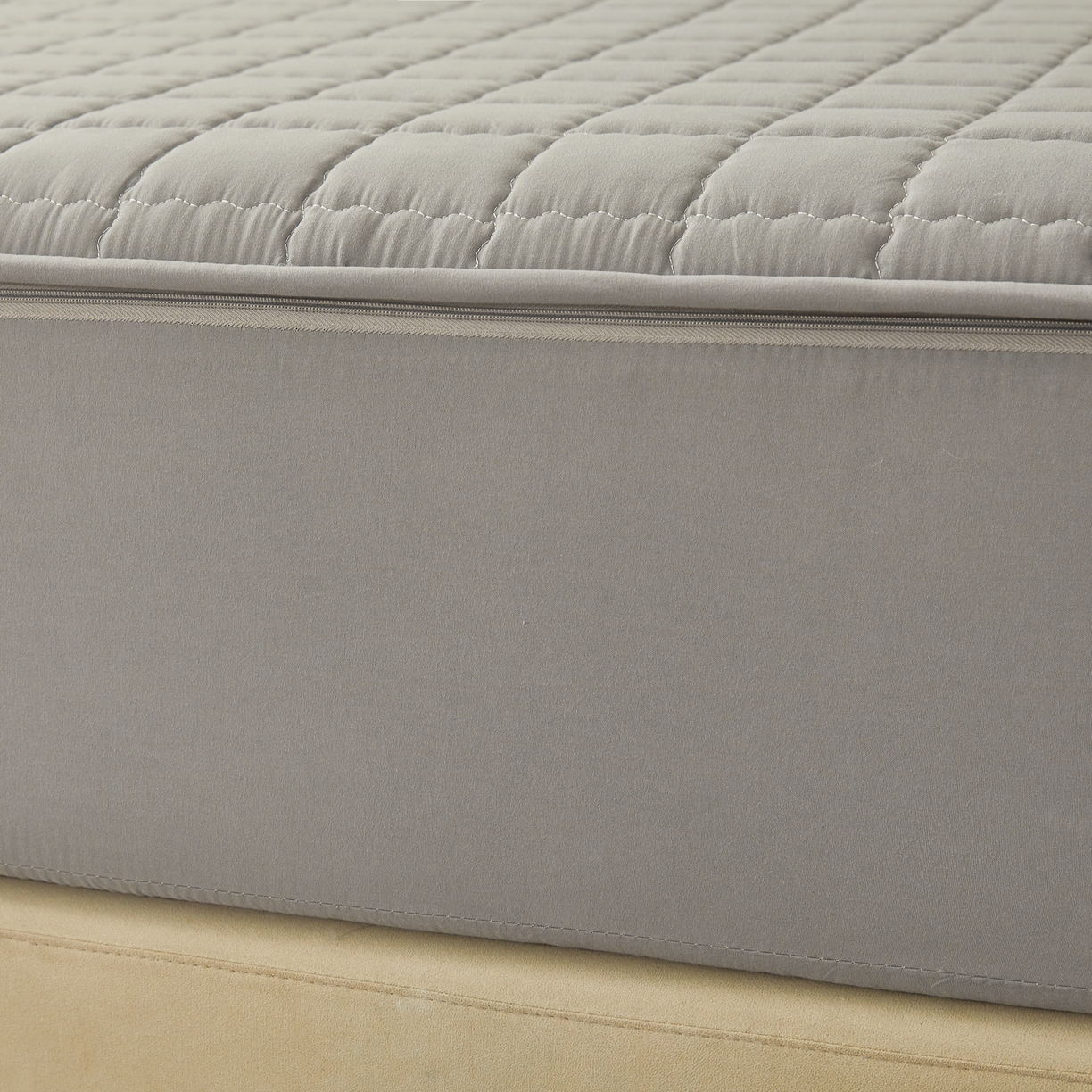 91家纺网 家纺一手货源 找家纺 欧邦 2025新款可拆卸六面全包夹棉床笠 单面夹棉-简雅灰