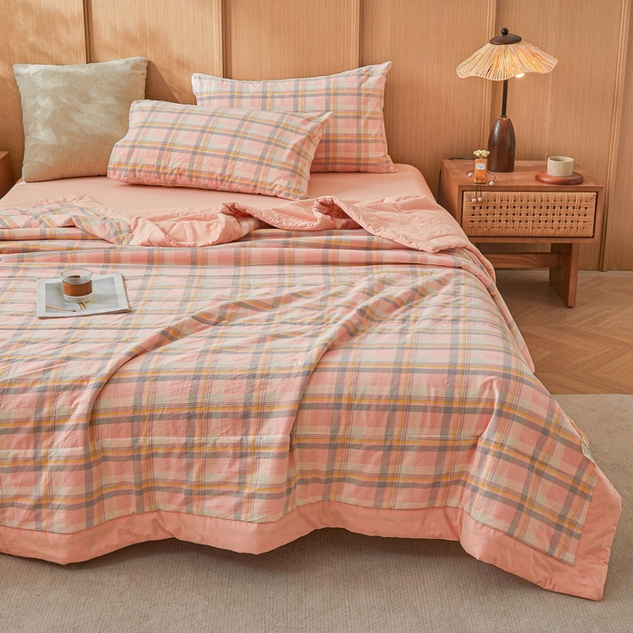 91家纺网 家纺一手货源 找家纺 伊人坊 A类水洗棉新疆棉花夏被 简兮-粉