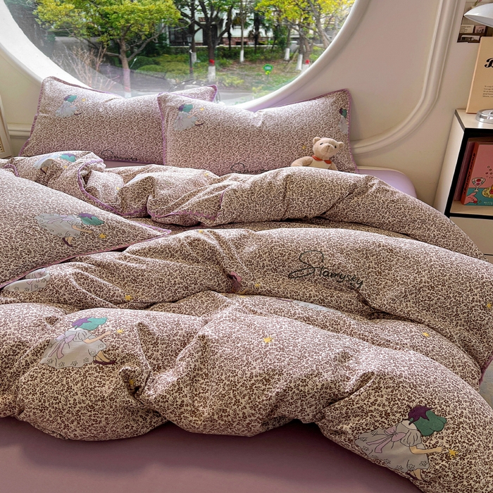 91家纺网 家纺一手货源 找家纺 葡萄家 2025爆款高克重彩色三角针A类针织双层纱四件套 提供买家秀 安娜小姐