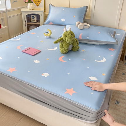 富馨莱 2025新款床笠款冰藤印花凉席A类抗菌冰丝席支持定制尺寸 星空