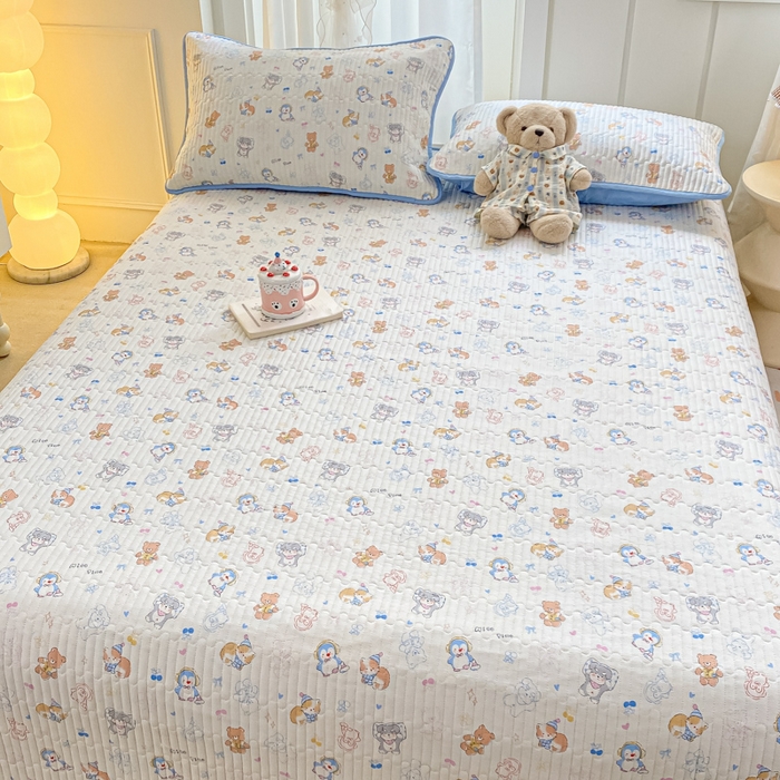 91家纺网 家纺一手货源 找家纺 顺顺家纺 2025新款全棉卡通夹棉床盖 萌宠大会