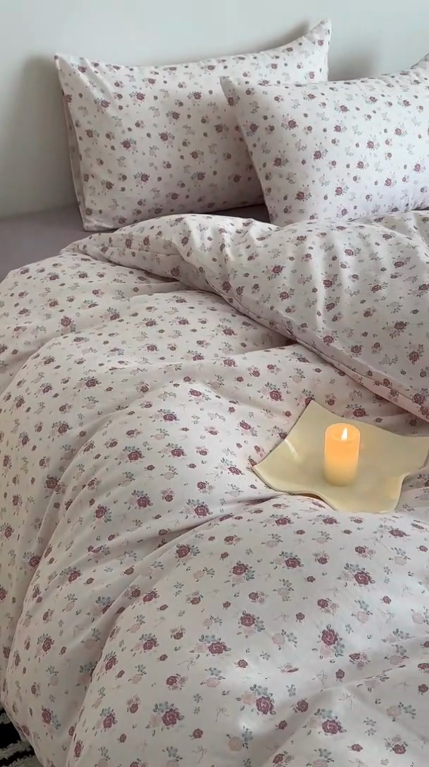 91家纺网 家纺一手货源 找家纺 塞纳 2026新款.全棉有氧双层纱四件套-场景一 艾莉花园-杏