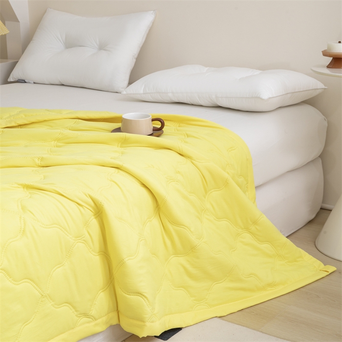 91家纺网 家纺一手货源 找家纺 梵心家纺 2025新款直播热款印花夏凉被空调被被子被芯水洗棉夏被 黄色