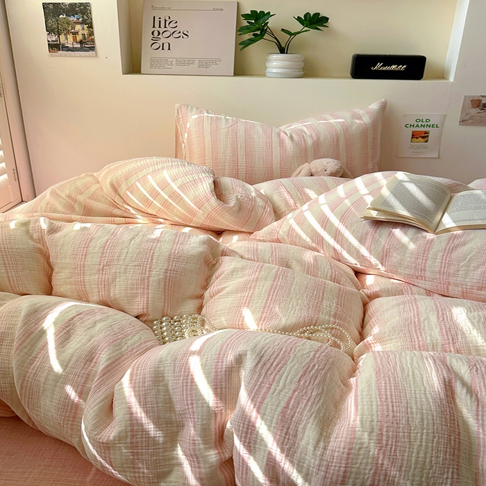 91家纺网 家纺一手货源 找家纺 （总）田野2025新款全棉皱皱纱四件套