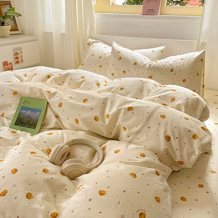 91家纺网 家纺一手货源 找家纺 田野2025新款13372全A全棉四件套 小南瓜