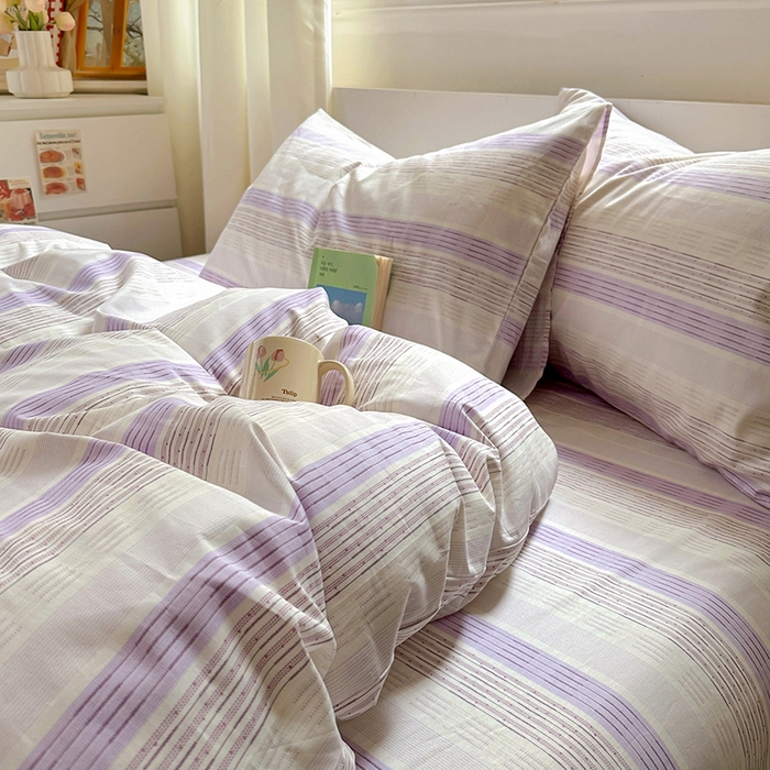 91家纺网 家纺一手货源 找家纺 田野2025新款13372全A全棉四件套 紫椰千层