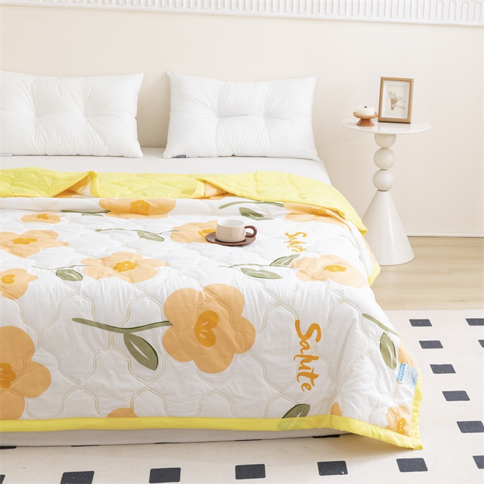 91家纺网 家纺一手货源 找家纺 席万佳 2025新款直播热款印花夏凉被空调被被子被芯水洗棉夏被 梵花