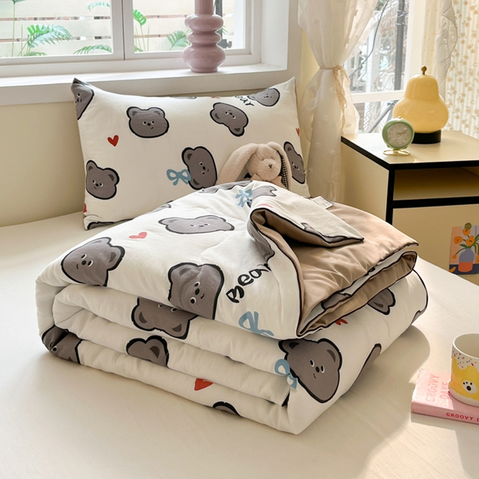 91家纺网 家纺一手货源 找家纺 贝扬思家纺 2025新款水洗皱皱纱系列夏被-系列二 曲奇碎卷卷