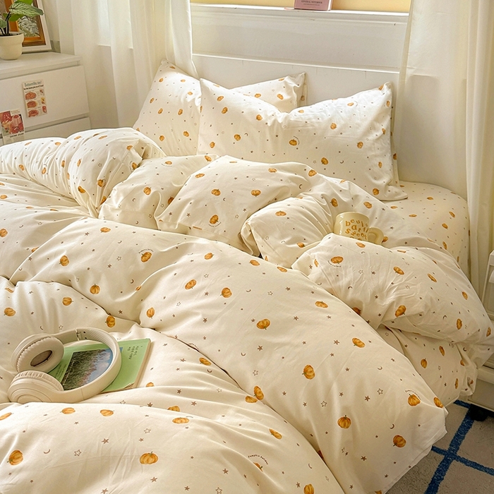 91家纺网 家纺一手货源 找家纺 田野2025新款13372全A全棉四件套 小南瓜