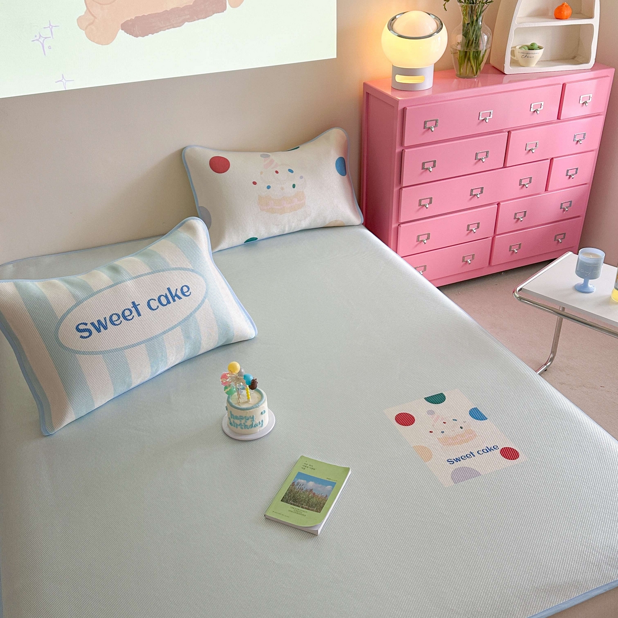 91家纺网 家纺一手货源 找家纺 美乐迪家纺 2025新款数码印花养生冰藤凉席 奶油泡芙