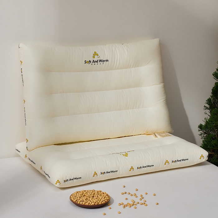 91家纺网 家纺一手货源 找家纺 （总）昕科 2025新款全棉A类大豆纤维立体安睡枕头-高中低款-纯棉大豆纤维枕芯