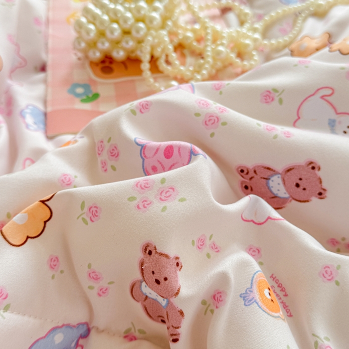 91家纺网 家纺一手货源 找家纺 慕尚家纺 2025新款水洗棉花边工艺羽丝棉卡通系列夏被 小奶狗