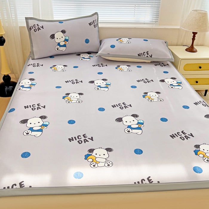 91家纺网 家纺一手货源 找家纺 富馨莱 2025新款平铺款冰藤印花凉席A类抗菌冰丝席支持定制尺寸 乖乖狗