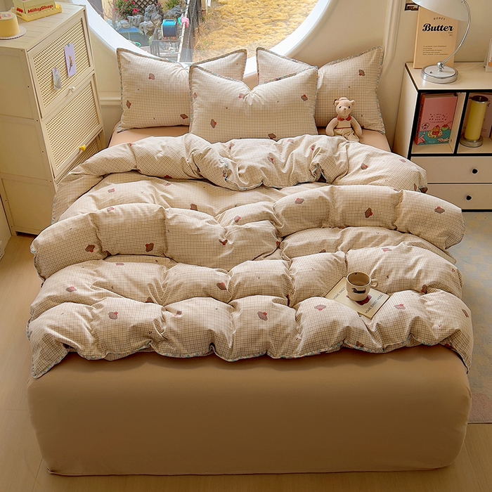 91家纺网 家纺一手货源 找家纺 葡萄家 2025爆款高克重彩色三角针A类针织双层纱四件套 提供买家秀 布莱尔