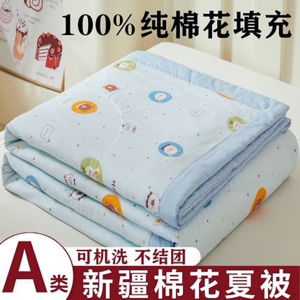 2025新款小花款新疆棉花夏被【棉花含量100%】夏季空调被薄被子可机洗夏凉被 熊兔先生